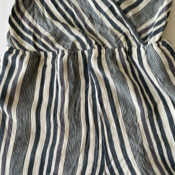 American Eagle Blue & White Striped Open Back Romper - Picture 6 of 10